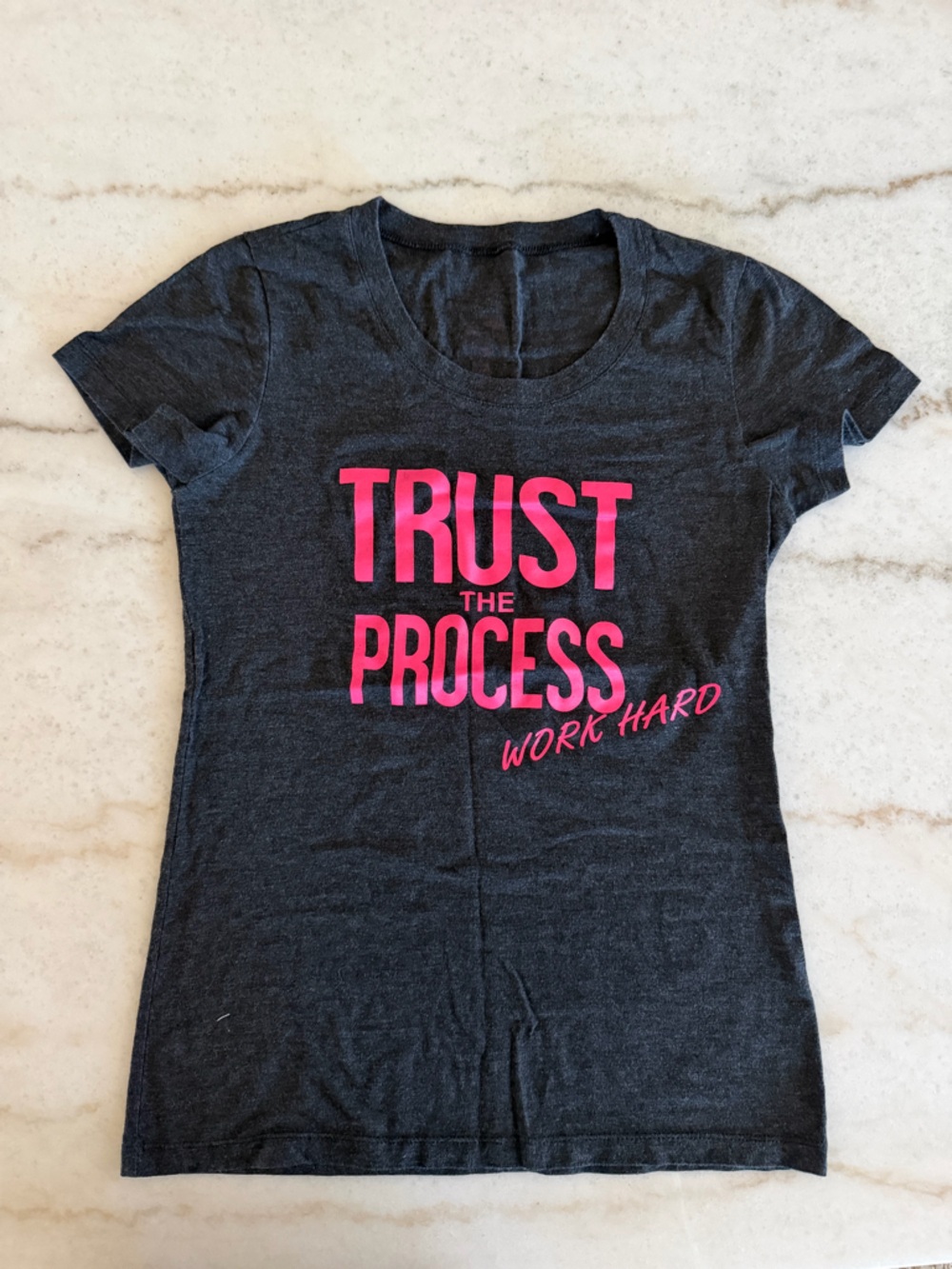 Women's 'Trust The Process' Graphic Tee - Black with Pink Print